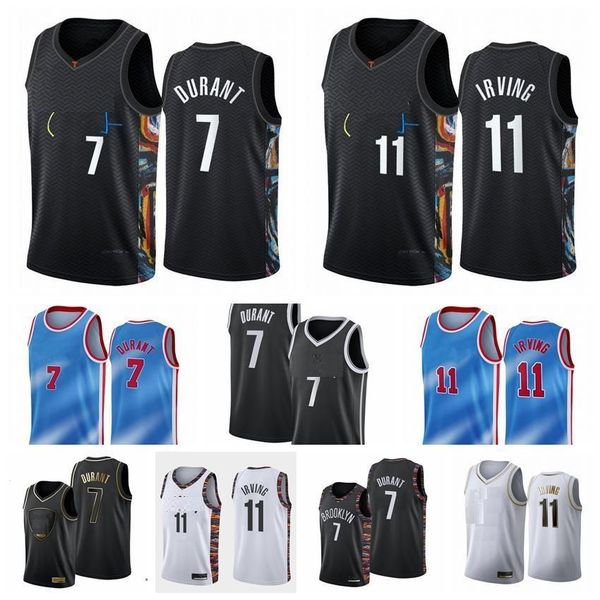 

brooklyns kevin 7 durant kyrie 11 basketball irving jerseys black 2021 city blue tie dye classic uniform back to 1990s jerseys, Black;red