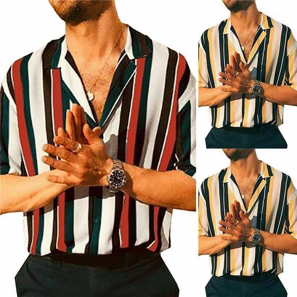 

new men hawaiian shirts summer striped short sleeve casual loose shirts blouse men male slim fitness shirt camisa masculina1, White;black