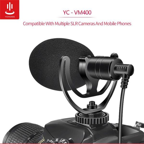 

yc-vm400 cardioid sun microphone 3.5mm headphone trs trrs output for smartphone tablets dslr consumer camcorder pc