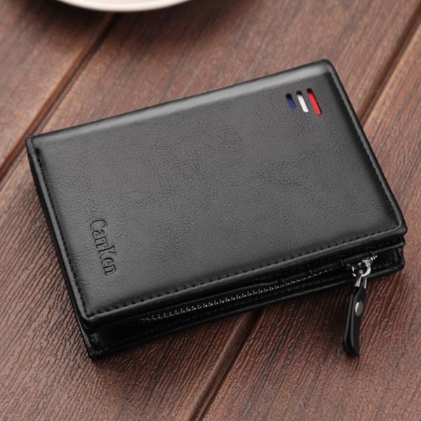 

2021 vintage men leather luxury wallet short slim male purses money clip dollar cow leather wallet mens card purse, Red;black