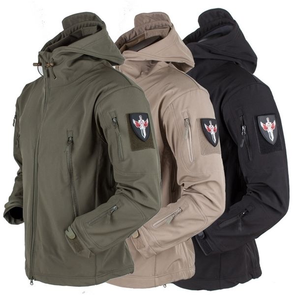 

men waterproof soft shell tactical jacket,windproof outdoor flight pilot hood coat,winte hunting fishing hiking military jacket 201128, Black;brown
