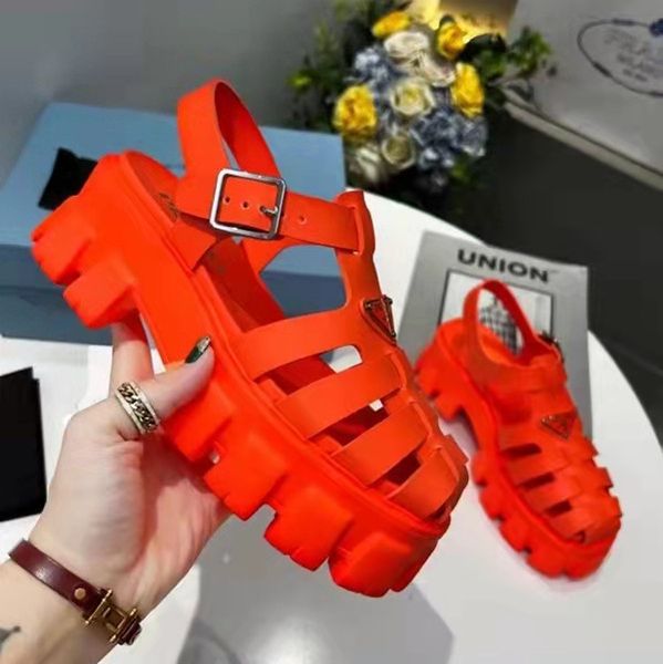 

casual sandals r triangular buckle muffin thick bottom genuine leather narrow bandl women shoe the designer strongly recommends sandal 5.5cm, Black