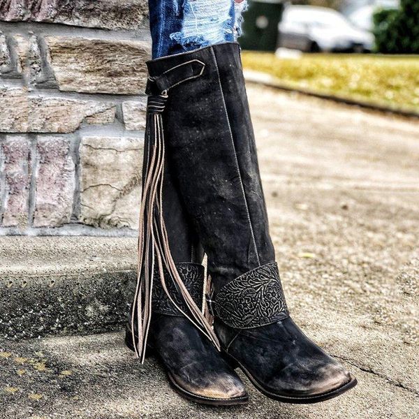 

women boots pu leather zipper retro casual womans booties gladiator high heel shoes ladies fashion botas mujer invierno tw495, Black