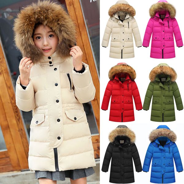 

kids girls boys winter warm thick hooded down coat down jacket padded overcoat baby winter keep warm clothes baby kids clothes 1021, White