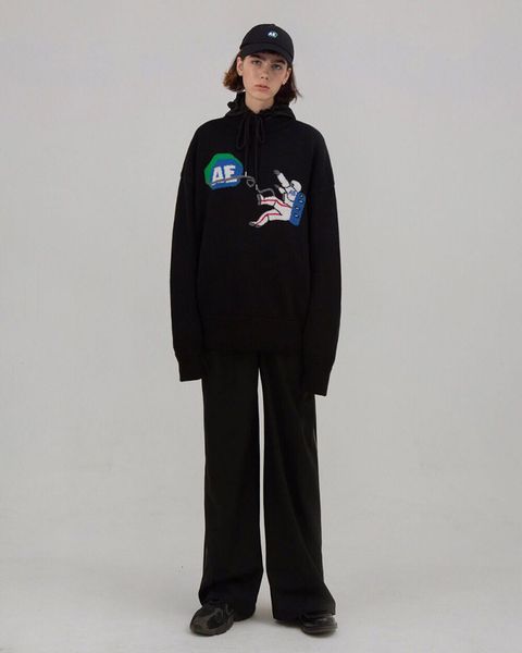 

ошибка адер корейский бренд моды 2020 новый астронавт с капюшоном свитер с веревкой, Black