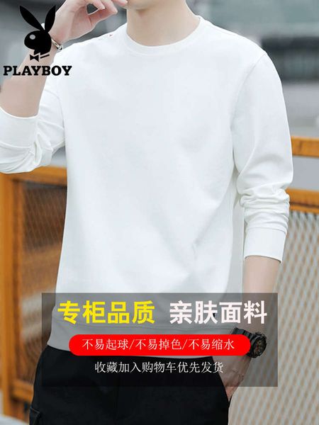 

playboy sweater men's 2020 new long sleeve t-shirt fashion brand casual autumn and winter korean plush clothes, Black