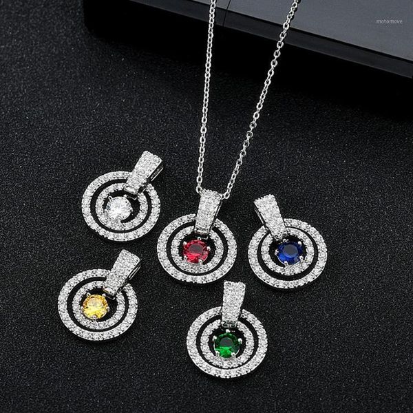 

pendant necklaces 11.11 jewelry white gold color cute simple for women fashion round design with cz stone bijoux1, Silver