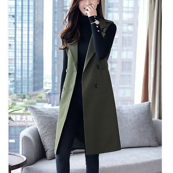 

women long blazer vest plus size sleeveless jacket plus size 1023, Black;white