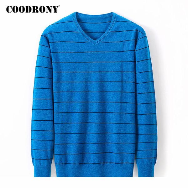 

men's sweaters coodrony brand wool sweater men autumn winter casual knitwear v-neck pullover shirts streetwear fashion striped pull hom, White;black