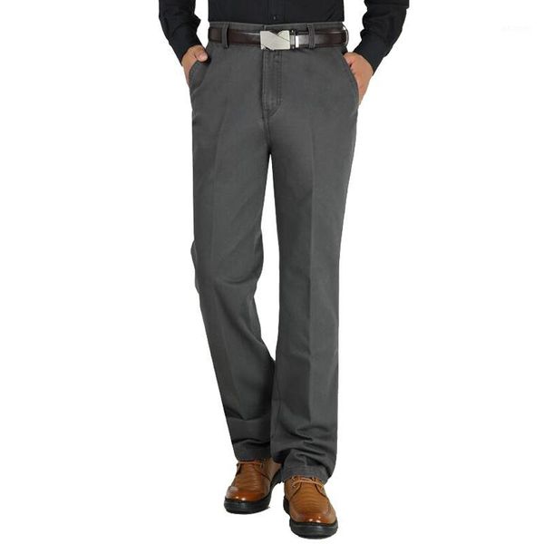 

autumn winter thick men casual pants high waist wash and wear comfortable straight middle-aged men's cotton leisure trousers1, Black