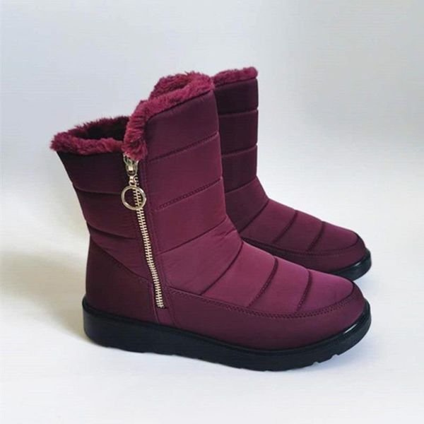 

2020 waterproof snow boots female plush winter boots women warm ankle botas mujer winter shoes woman plus size 43, Black