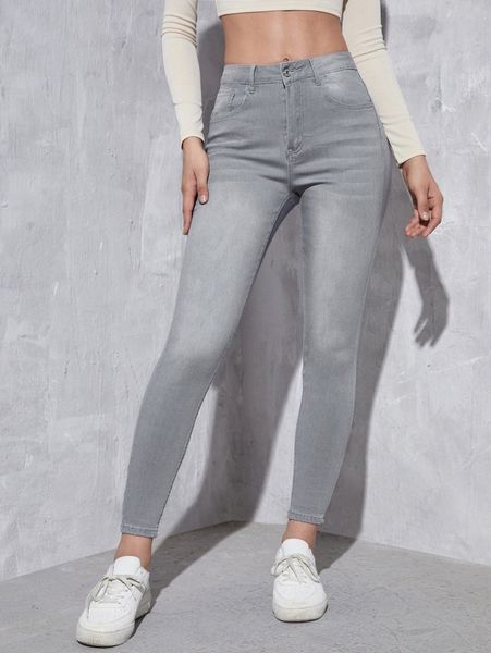 

slant pocket skinny jeans i9un#, Blue