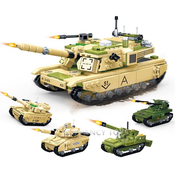 

698pcs m1a2 128 main battle tank building blocks sets modern military model kits army diy bricks educational toys for children yxluda