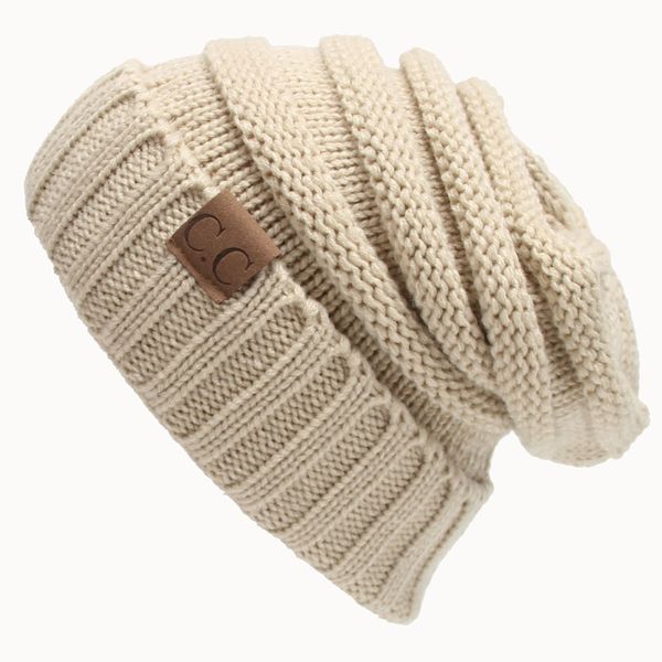 

15 colors knitted hat beanies hat cc women warm winter simple style chunky soft stretch men knitted beanie skull hats cpa3303, Black