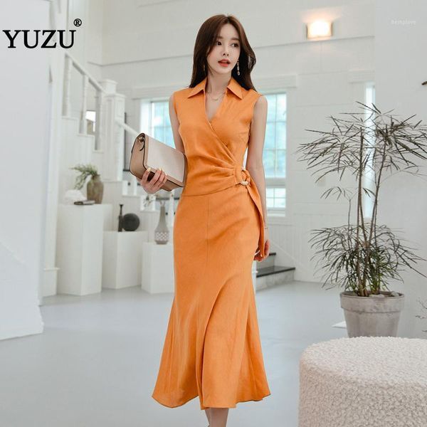 

women orange mermaid shirt dress summer 2020 sleeveless criss-cross buckle draped waist long dresses1, Black;gray