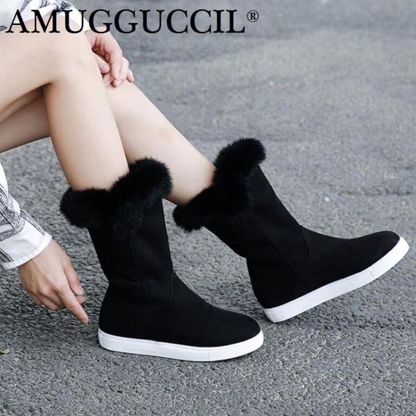 

plus big size 33-43 black apricot brown fur fashion girls female ladies winter warm women snow boots x1763