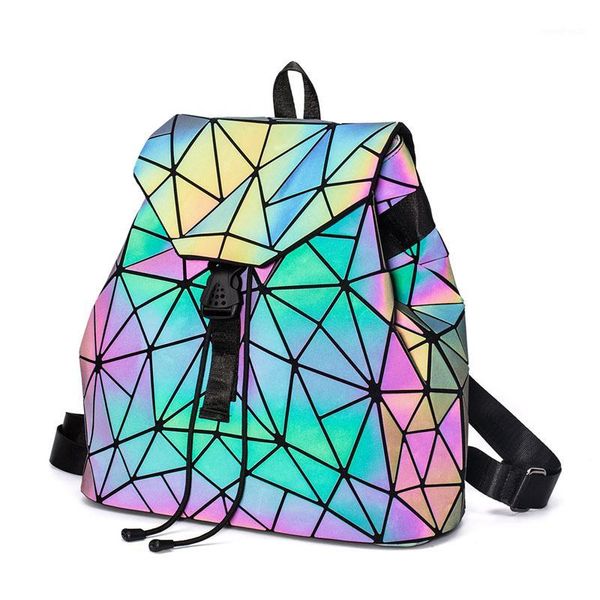 

outdoor bags fashion luminous backpack women geometric backpacks for teenage girls female laser diamond student's school bag mochila bo