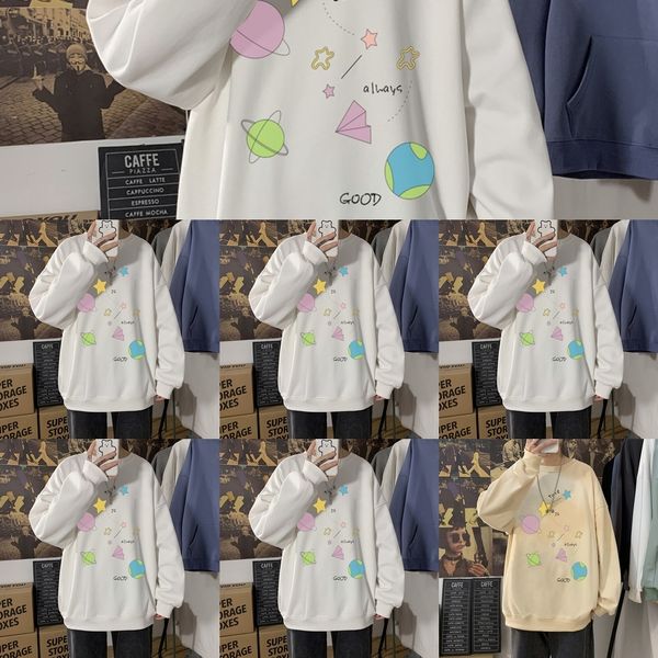 

0tc73 mo lan pulloversweater пуловеров падение свитер 62ula припуск пуловер молодежь планета печать случайных 2020 рыхлых, Black