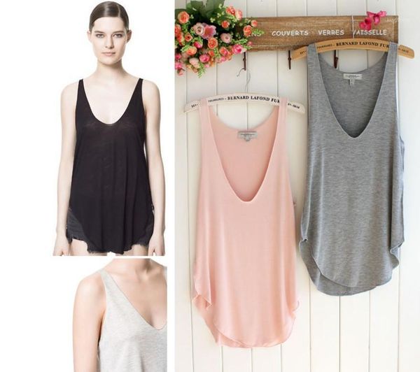 

fashion soft womens v-neck vest summer loose sleeveless tank t-shirt 1, White