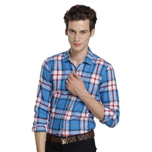 

wholesale- uyuk brand men's plaid shirt spring autumn men long sleeve slim cotton shirts1, White;black
