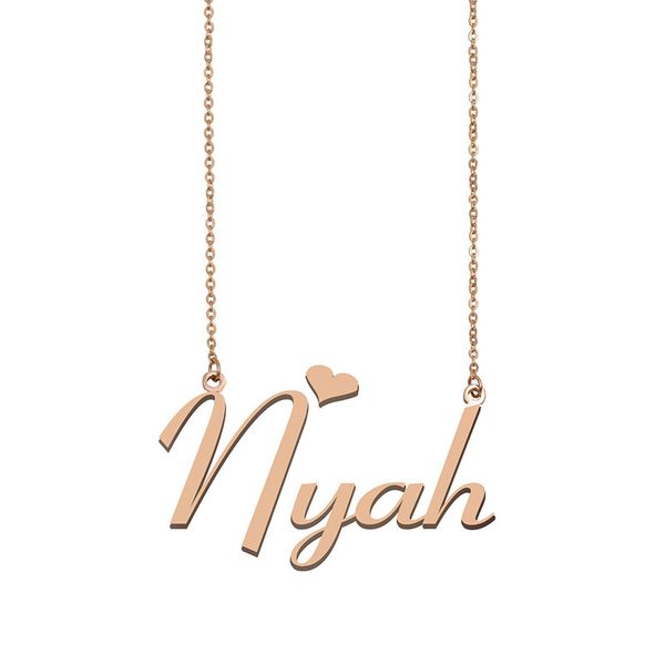

nyah name necklace custom nameplate pendant for women girls birthday gift kids friends jewelry 18k gold plated stainless steel, Silver