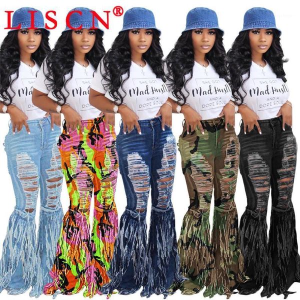 

jeans women denim flare pants long leggings high waist jeans fashion women clothing casual trousers for klw54421, Blue