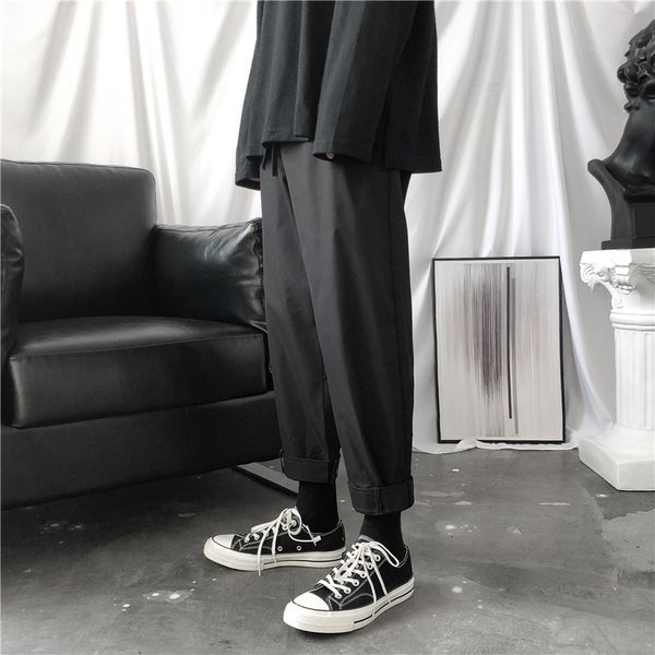 

eikxb 2020 color new men's solid casual loose autumn trousers casual straight pants korean fashion ankle-length pants men's 1g8fx, Blue