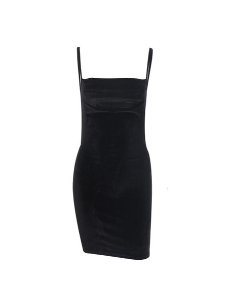 

2021 new thin black velvet laced elastic spaghetti ribbon sleeveless mini street gowns high spring party dress yt1h, Black;gray