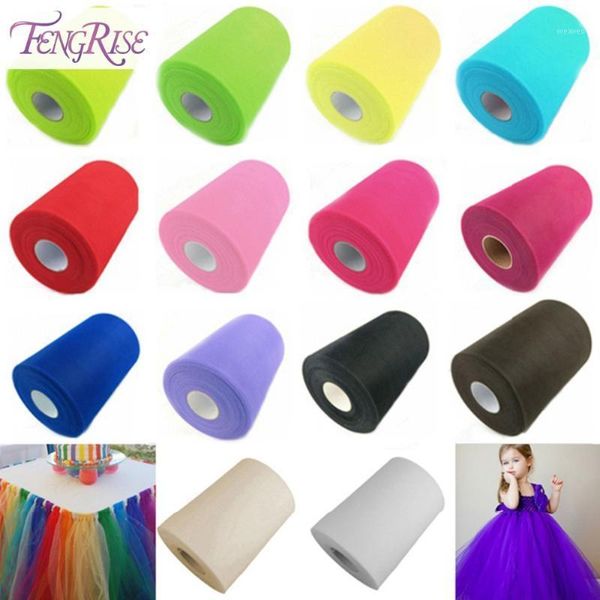 

fengris 100 yard 15 cm diy wedding decoration tulle roll spool tutu apparel knit fabric for sewing party birthday event supplies1, Black;white