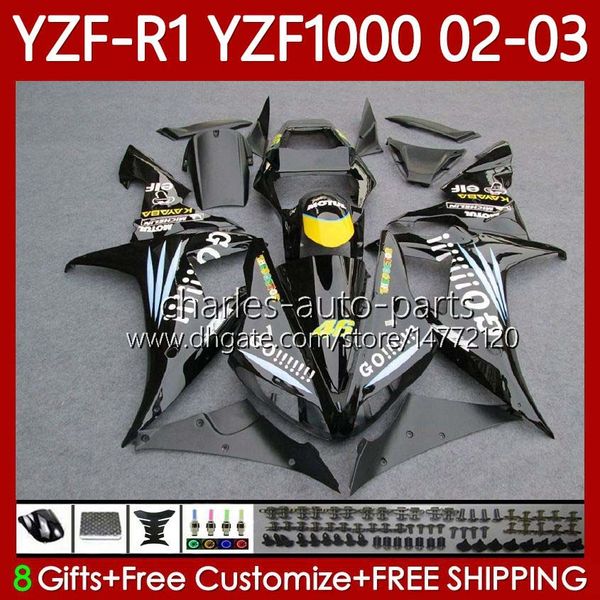 Тело мотоцикла для Yamaha YZF-R1 YZF-1000 YZF R 1 1000 CC 00-03 Кузов 90NO.24 YZF R1 1000CC YZFR1 02 03 00 01 YZF1000 2002 2003 2000 2001 Обсуждение OEM Kit Black Go !!!
