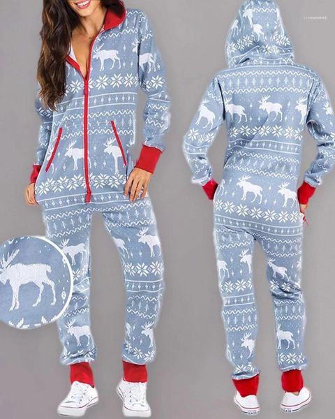 

designer jumpsuits autumn winter long sleeve christmas print skinney rompers fashion casual pajamas home clothing womens, Black;white