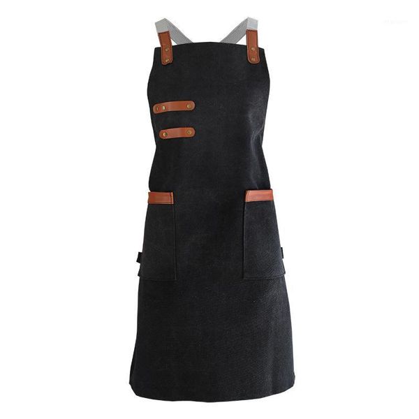 

new fashion men adjustable canvas denim high-grade kitchen apron for woman cooking baking restaurant pinafore custom gift1