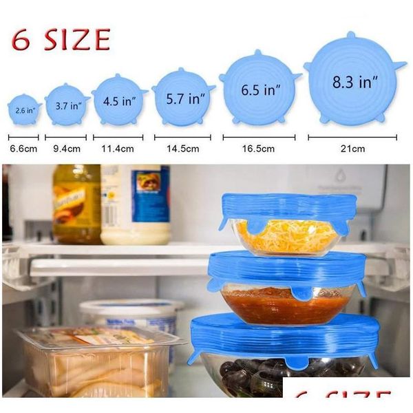

6pcs/set universal sile suction lid-bowl pan cooking pot lid-sil stretch lids sile fruit cover pan spill jllhzv dayupshop