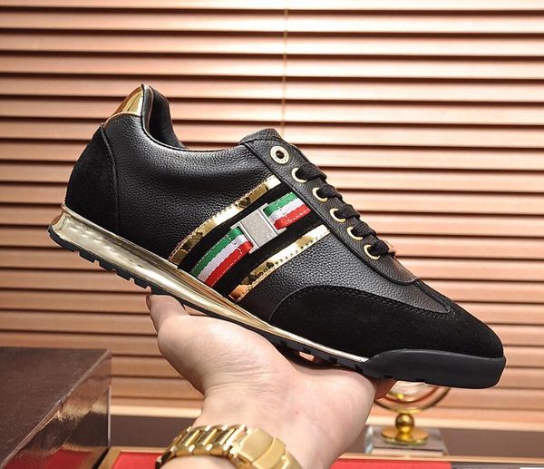 

real leather size6-12 highest quality luxury sports reflective designer trend sneakers men shoes chaussures loafers running martin casual, Black