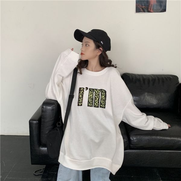 

3rs5m тонкий свитер весной и корейский новый 2020 длинный рукав верхней осень стиль женской свободно вокруг шеи супер top sweatercoat sweate, Black