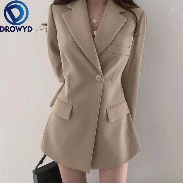 

women's suits & blazers women black elegant blazer 2021 lady office work suit solid color long-sleeve pockets loose casual jackets 2 co, White;black