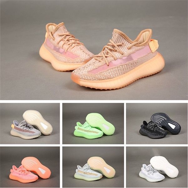 

size 24-35 kanye kids children girls boys sports shoes black clay glow static reflective hyperspace trfrm kids trainers designer sneakers