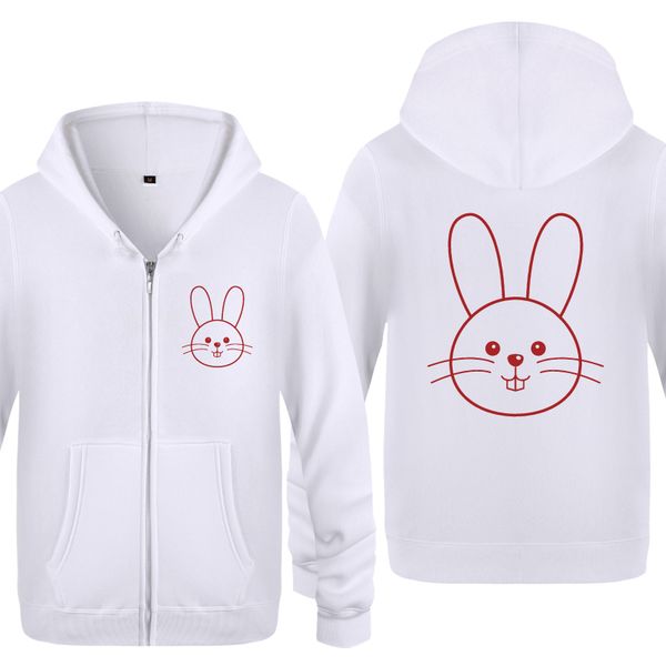

cartoon cute rabbit sweatshirts men 2018 mens zipper hooded fleece hoodies cardigans sport hooded sweatshirt hoodie