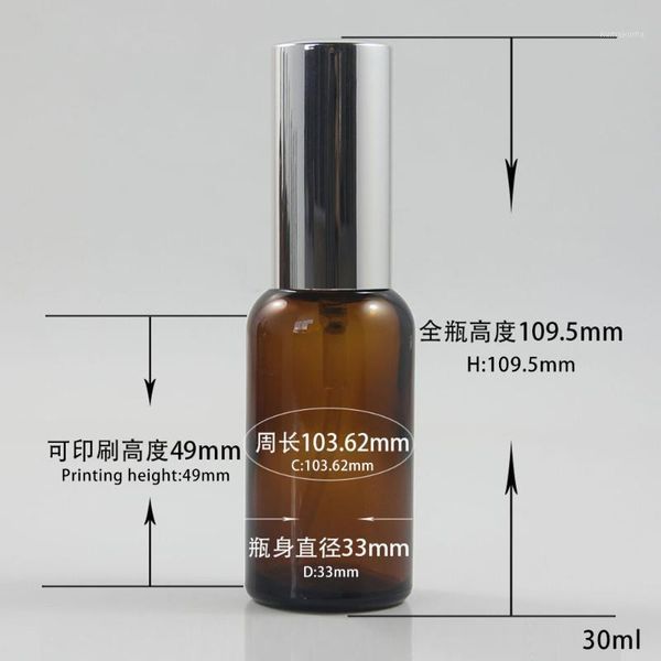 

30ml round amber frosted glass serum bottle with lotion/spray pump1
