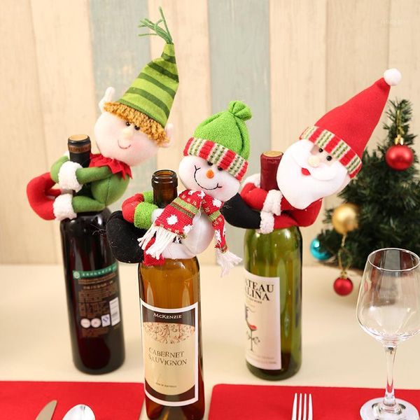 

christmas decorations 2021 snowman santa claus wine bottle cover table for home year xmas ornaments1