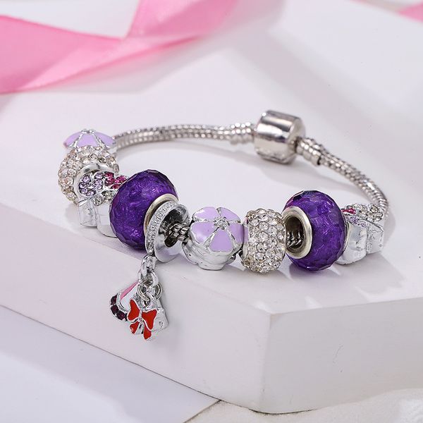 

purple pando bell lovers series bracelet pendant female deciduous soft pottery beaded accessories, Silver