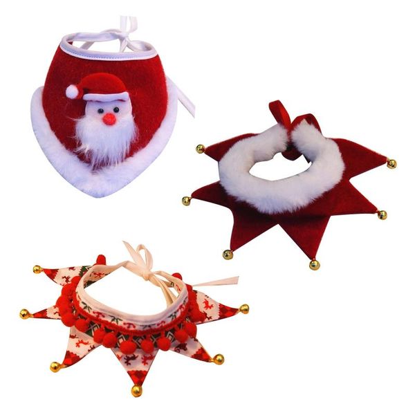 

christmas dog cat plush scarf bib decor adjustable collars pet puppy neckerchief