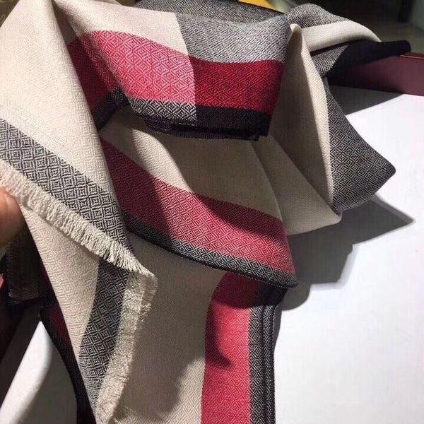

striped lattice cashmere scarf shawl for women autumn winter dual use thick warm trendy letter jacquard long double side color designer lady, Blue;gray