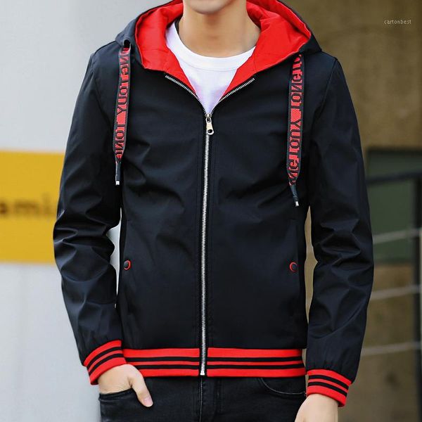 

men's jackets port& double side bomber jacket for spring autumn thin windbreaker men coats jaqueta masculina slim fit young hooded1, Black;brown