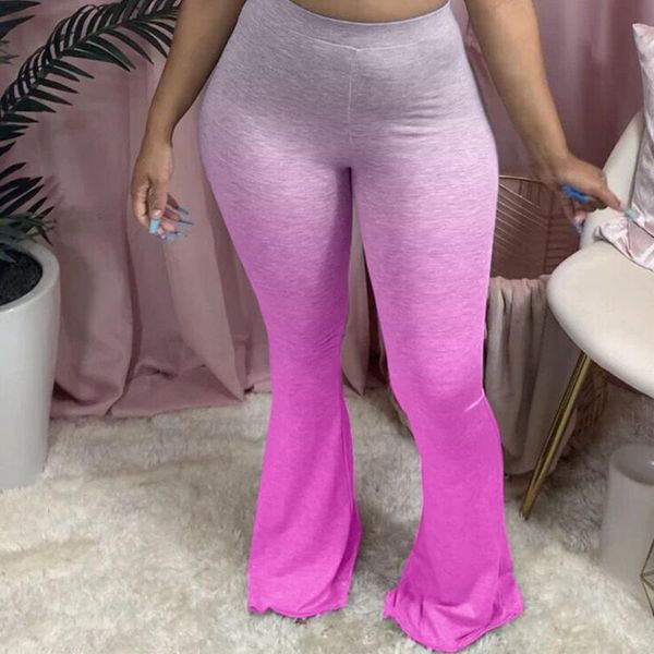 

women high waist gradient lounge long pants casual wide leg flared bell bottom leggings sports slim trousers, Black;white