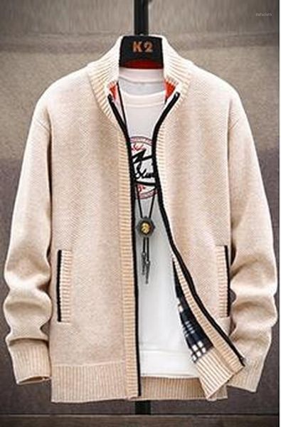 

2020 autumn korean knitwear cardigan men sweater solid zipper sweaters for men slim fit winter clothes men's knit coats1, White;black