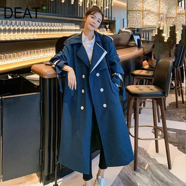 

deat] 2020 new autumn fashion streetwear women trench coat wild loose long length full sleeve lapel solid slim with belt tx9151, Tan;black