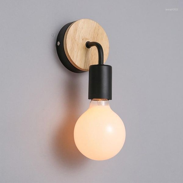 

modern simple iron e27 led wall sconce nordic retro wood bending dining room bar indoor wall light1