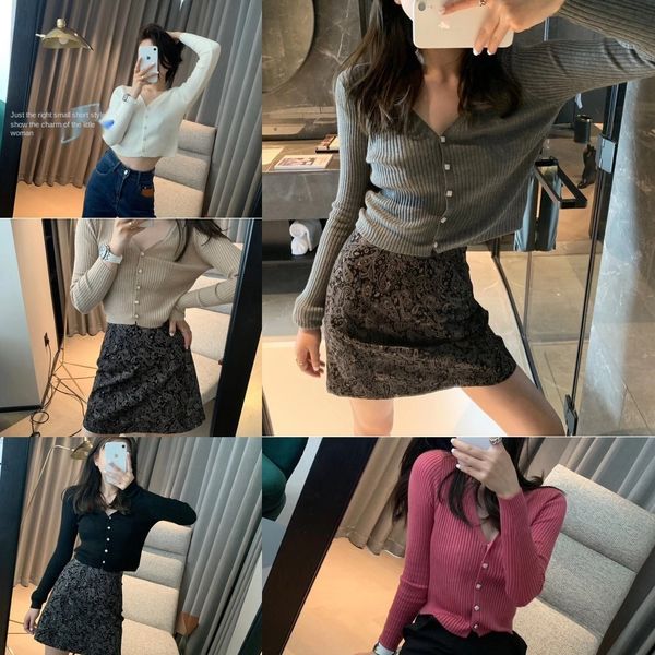 

z3zvi new 6-color fragrant stripe knitted cardigan coat sweatersweater sweaterkorean version small vertical stylethin net red short sweater, White;black