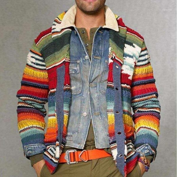 

mens cardigan printed sweaters autumn warm christmas sweater men fashion printed jacket coat casual stand collar knitting1, White;black